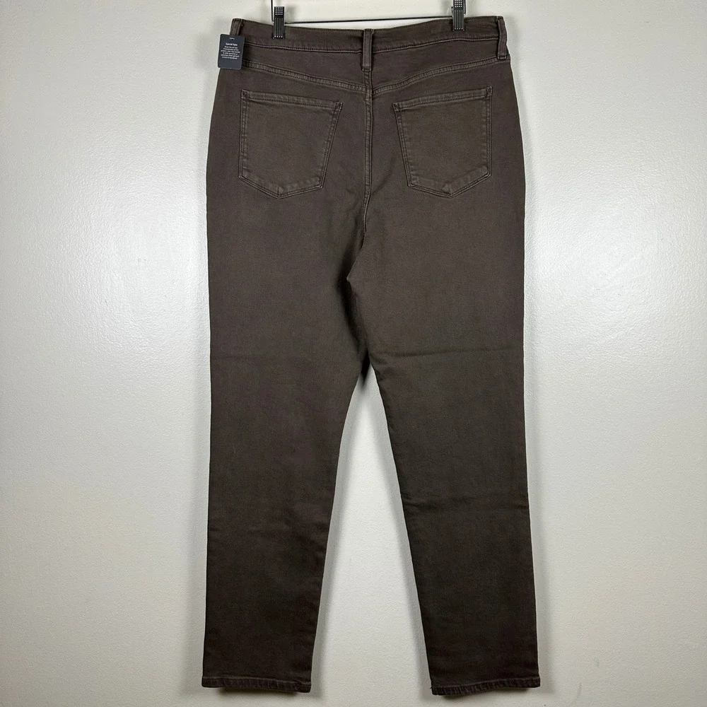 a.n.a Women's 16 High-Rise Straight Jeans Brown Stretch Denim 3B32D3